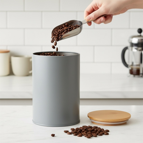 Stainless Steel Biscuit Tin With Wooden Lid