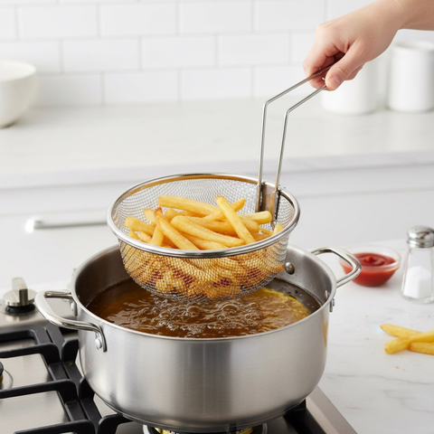 18cm Round Fryer Basket With Detachable Handle