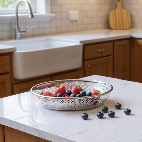 28.5cm Stainless Steel Oval Mesh Serving Basket