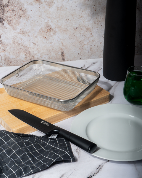 28cm Stainless Steel Rectangular Mesh Serving Basket