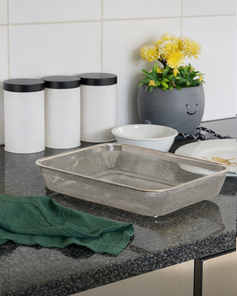 28cm Stainless Steel Rectangular Mesh Serving Basket