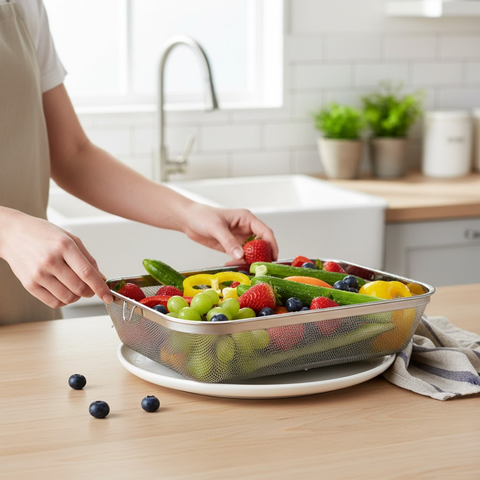 30.5cm Stainless Steel Rectangular Mesh Serving Basket