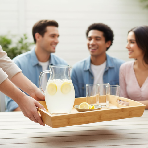 44cm Bamboo Rectangle Tray