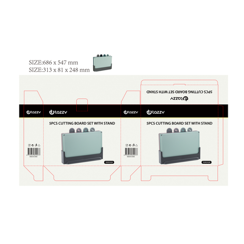 5 Piece Colour Cutting Board With Stand