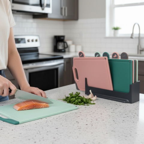 5 Piece Colour Cutting Board With Stand