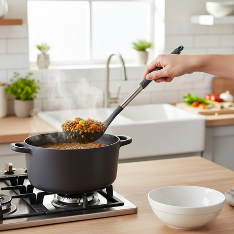 Grey Silicone Soup Ladle