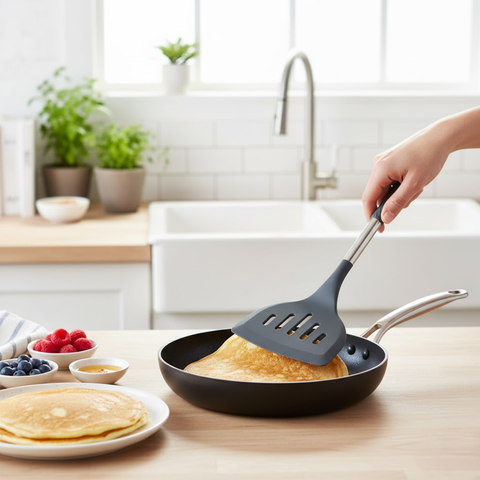 Grey Silicone Big Slotted Turner