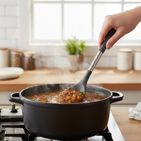 Grey Silicone Solid Spoon