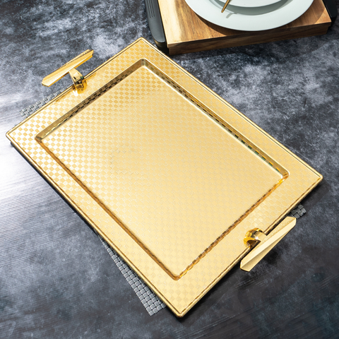 Stainless Steel Gold Tray With Handles