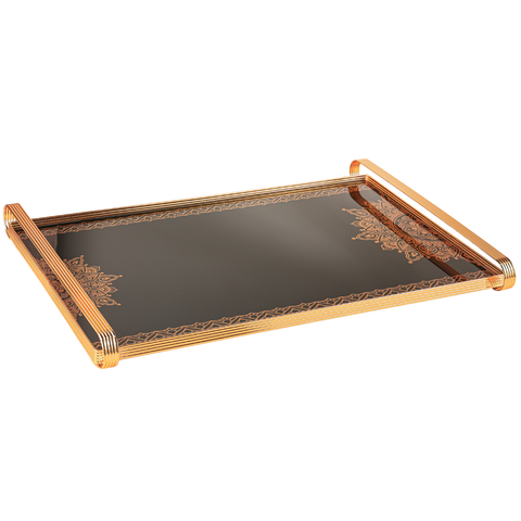 Gold Metal Tray With Glass Base