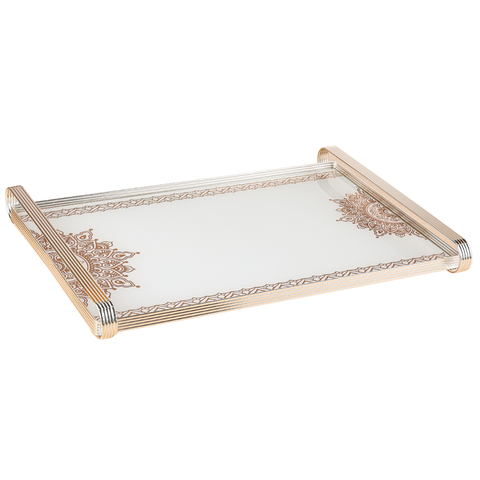 Silver Metal Tray With Glass Base