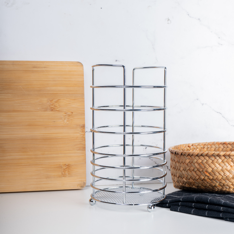 Round Chrome Cutlery Holder