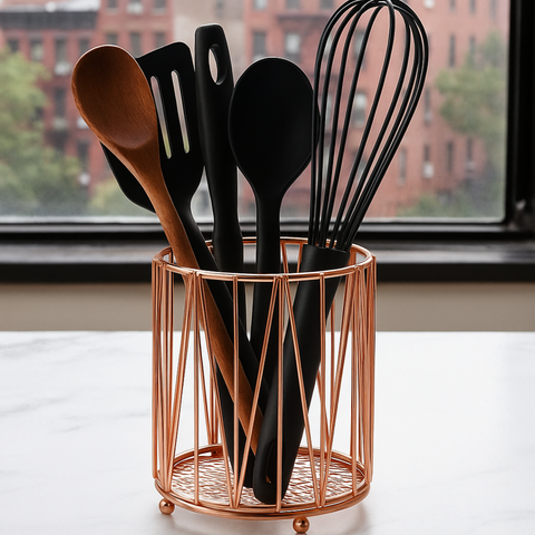 Round Rose Gold Cutlery Holder