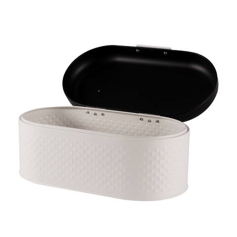 White/Black Stainless Steel Bread Bin