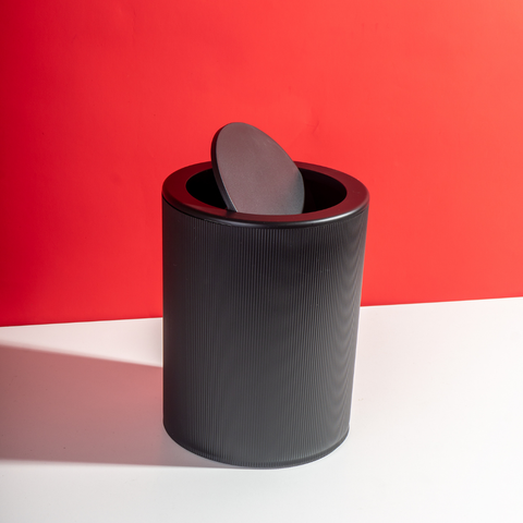Black Plastic Trash Bin