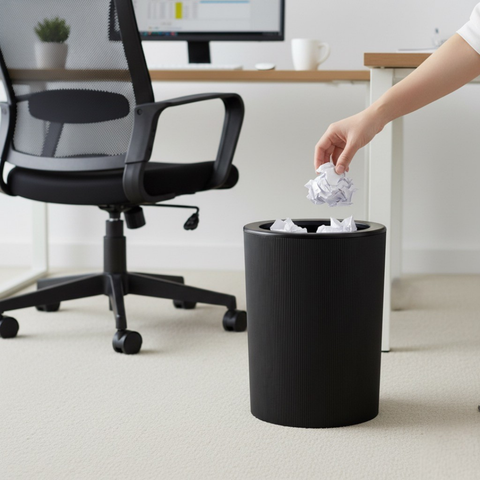 Black Plastic Trash Bin