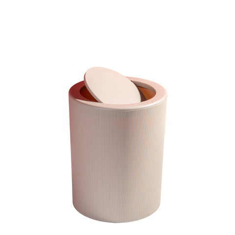 Beige Plastic Trash Bin
