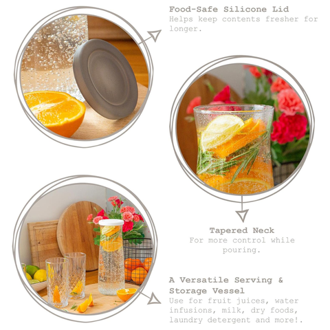 1.2 Litre Glass Bottle With Grey Silicone Lid