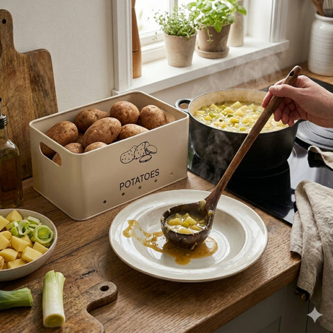 Cream Potatoes Box With Wooden Lid