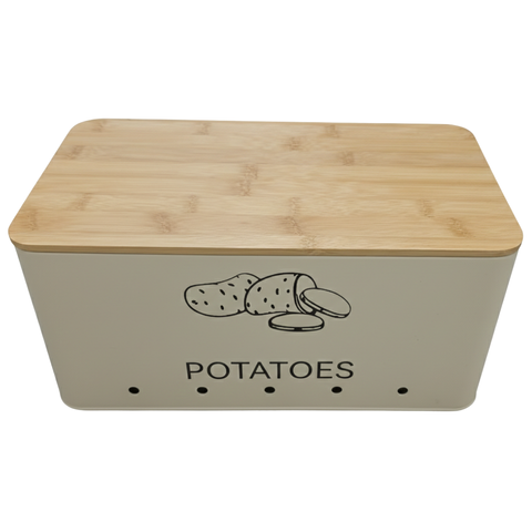 Cream Potatoes Box With Wooden Lid