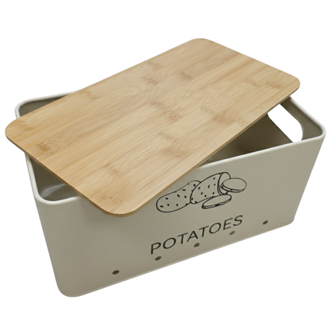 Cream Potatoes Box With Wooden Lid
