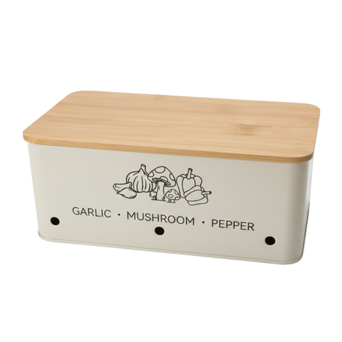 Cream Pepper Box With Wooden Lid