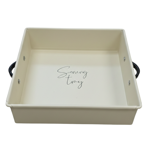 Cream Square Tray With Handle