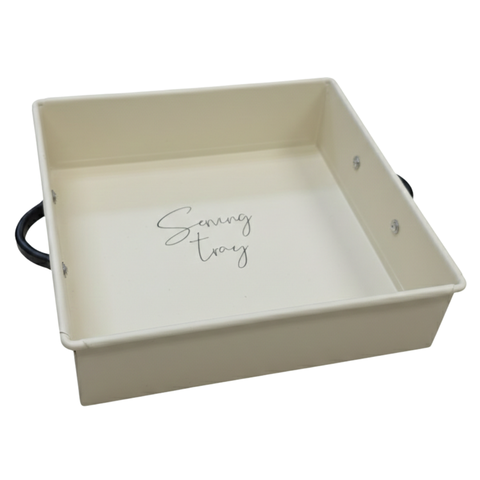 Cream Square Tray With Handle