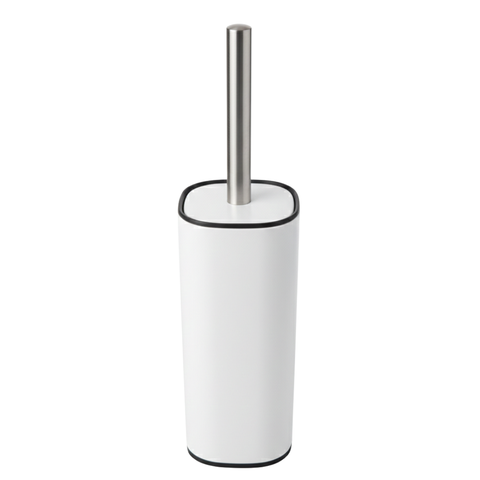 White Round Toilet Brush With Holder