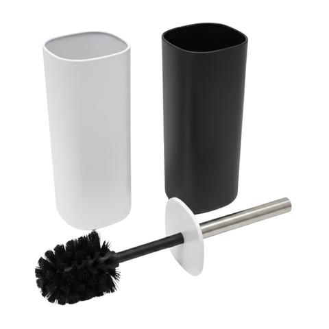 White Round Toilet Brush With Holder