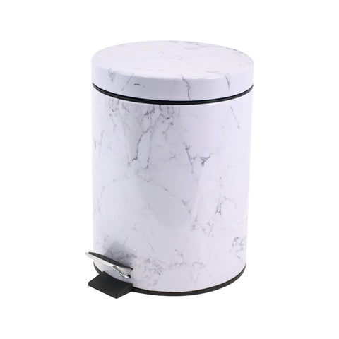 5 Litre White Marble Look Dust Bin
