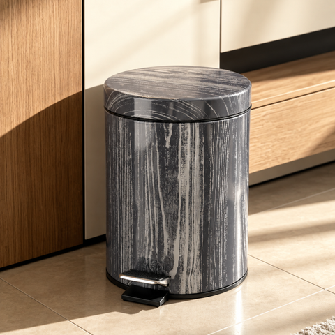 5 Litre Grey Marble Look Dust Bin