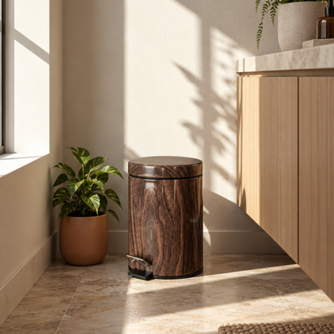 5 Litre Brown Marble Look Dust Bin