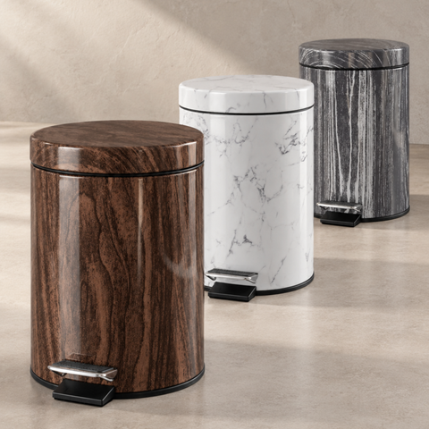 5 Litre Brown Marble Look Dust Bin
