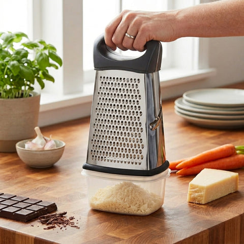 4-Side Stainless Steel Grater With Bowl