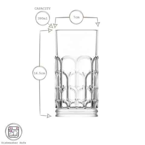 6 Piece 390ml Archie Hi-Ball Glass