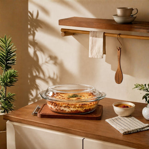 3 Litre Oval Glass Casserole With Lid