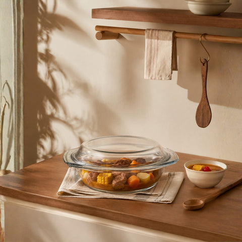 2.4 Litre Oval Glass Casserole With Lid