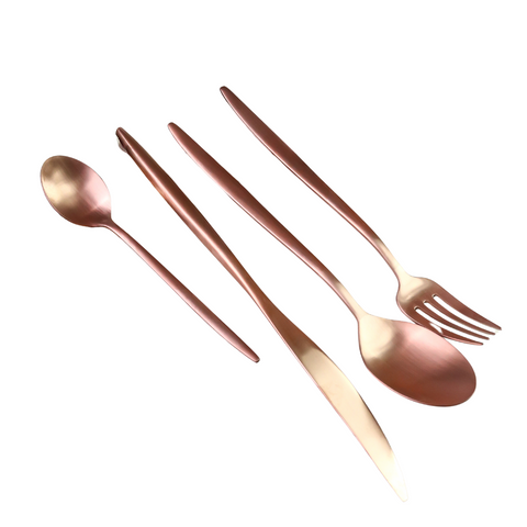 24 Piece Rose Gold Stainless Steel Cutlery Set