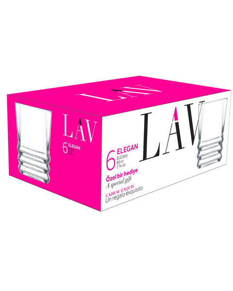 6 Piece 80ml Elegan Tot/Shot Glass