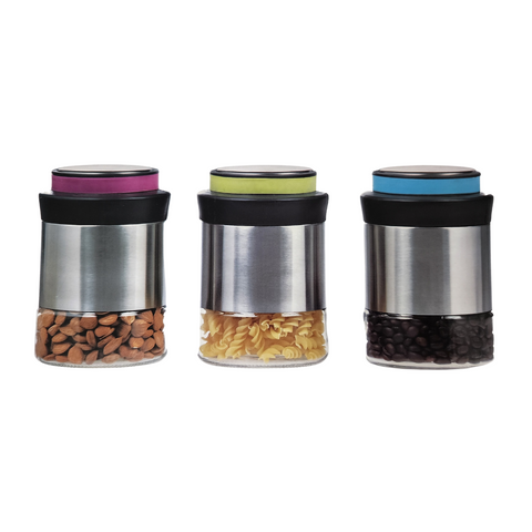 3 Piece glass canister set