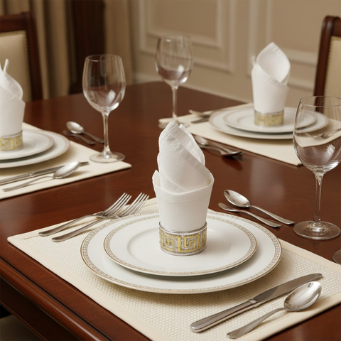 4 Piece Silver With Gold Versace Napkin Rings