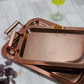 18-10 Stainless Steel Large Rose Gold Tray With Rose Gold Handle