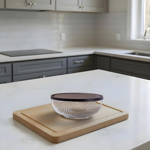 880Ml Glass Bowl With Grey Lid