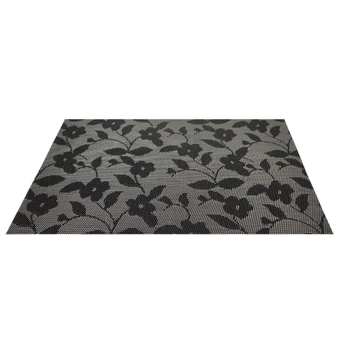 Grey Placemat With Black Flower Pattern