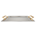 18-10 Stainless Steel Plain Tray With Gold Handle 