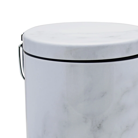 5 Litre White Marble Look Dust Bin