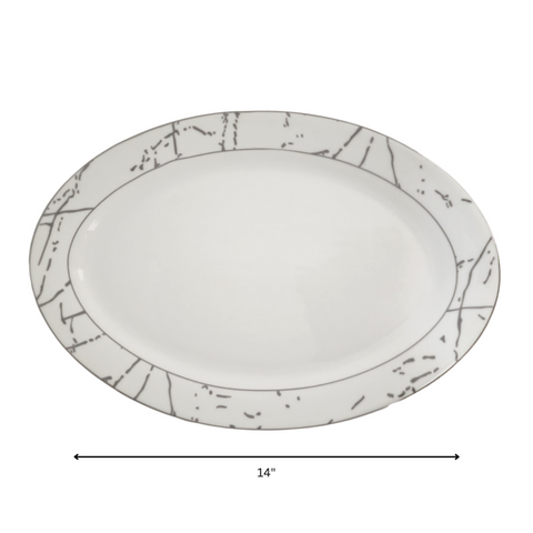 47 Piece porcelian silver rim and silver pattern dinner set