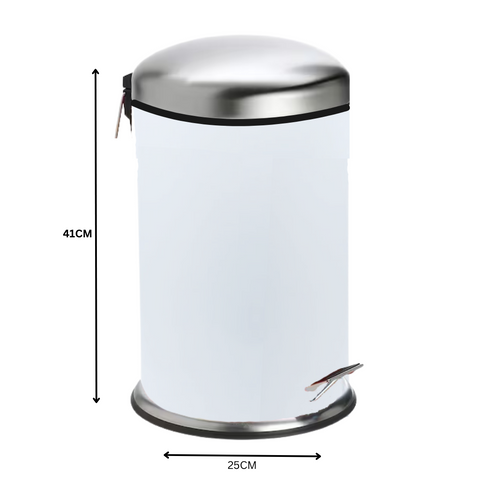 12 Litre White Dust Bin With Dome Lid