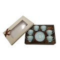 12 Piece Blue Cup And Saucer Set With Gold Rim